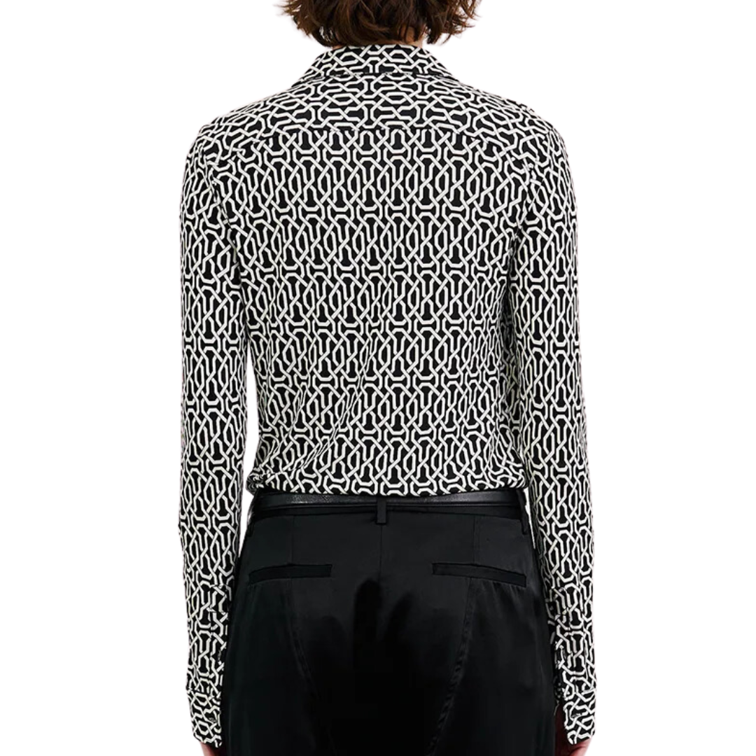 Celestine Shirt in Art Deco Black/Ivory