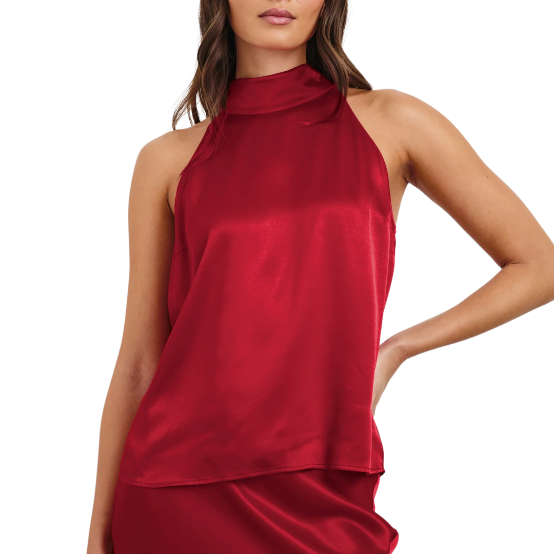 Leah Top in Scarlet