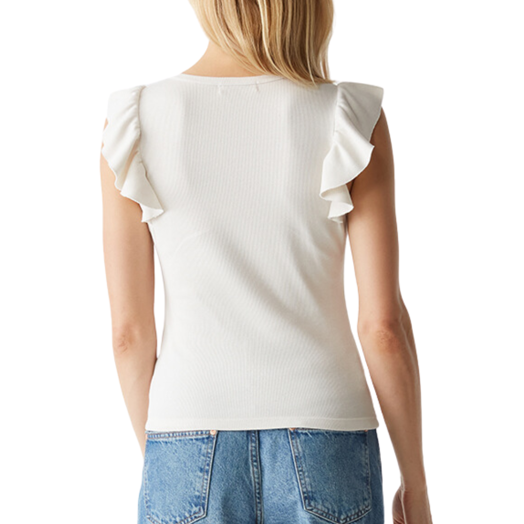 Rina Flutter Sleeve Top in Chalk