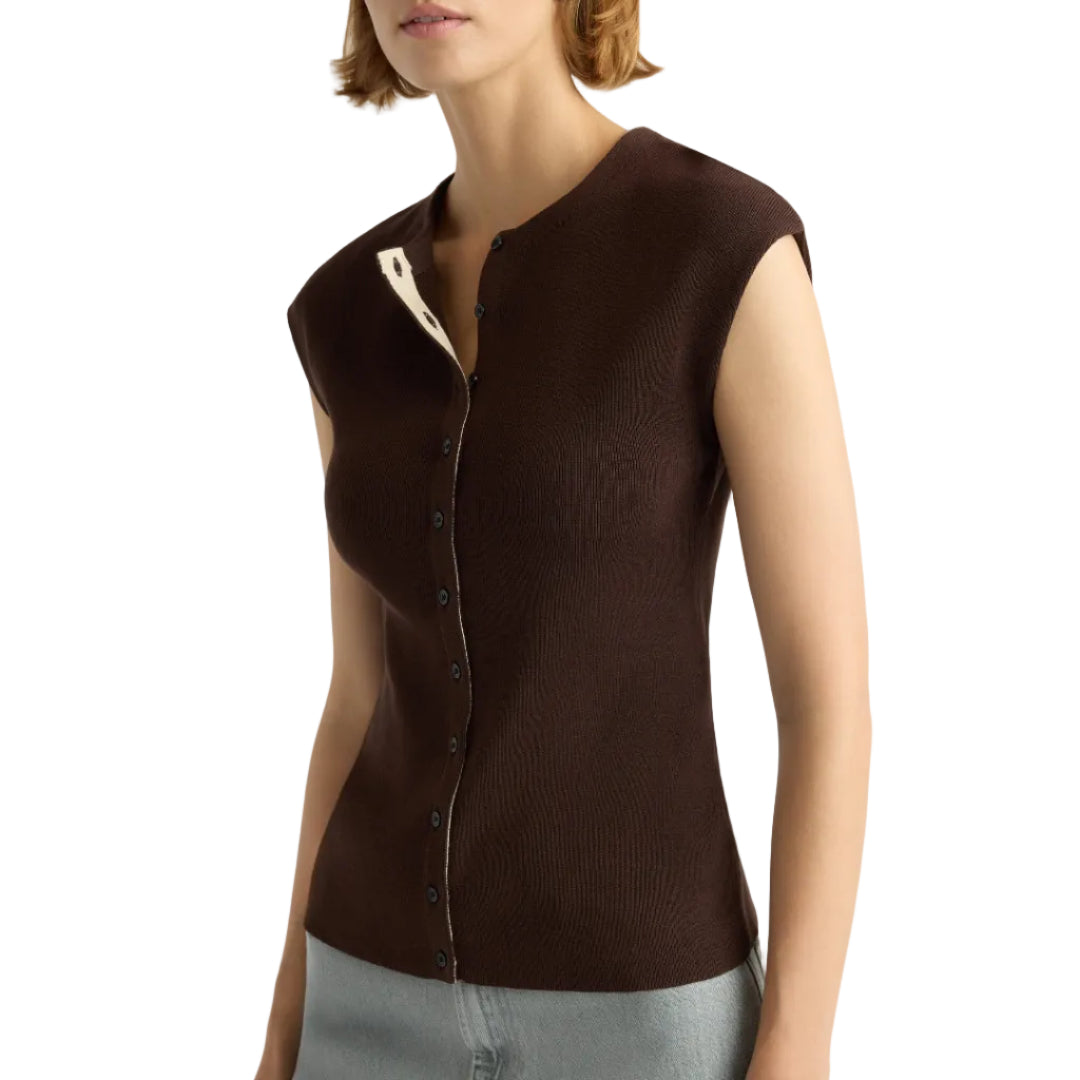 Solara Cotton Button Sweater Top
