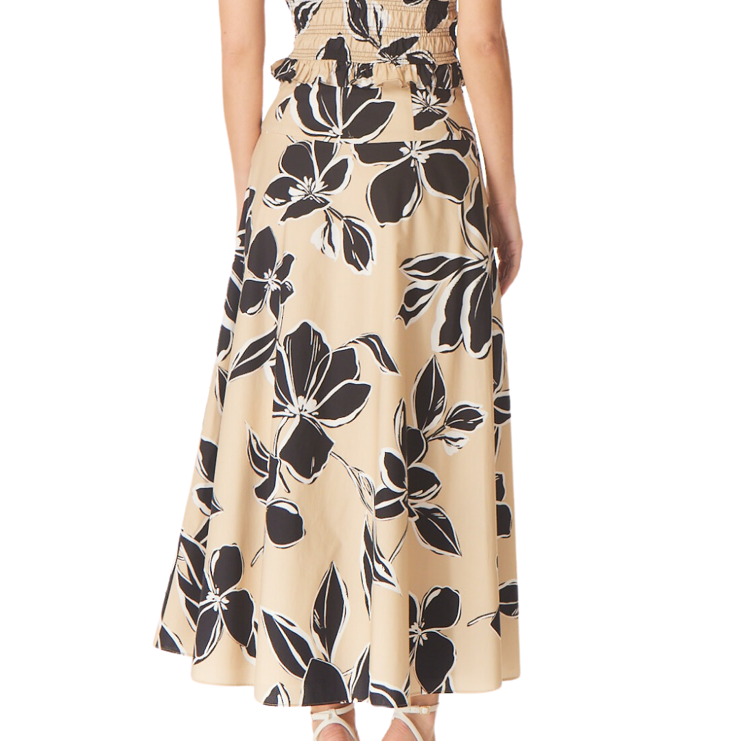 Valentina Skirt in Khaki Graphic Floral Print