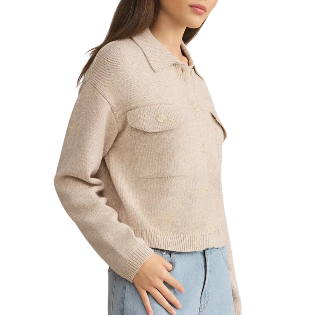 Cielo Sweater Knit Jacket in Parchment