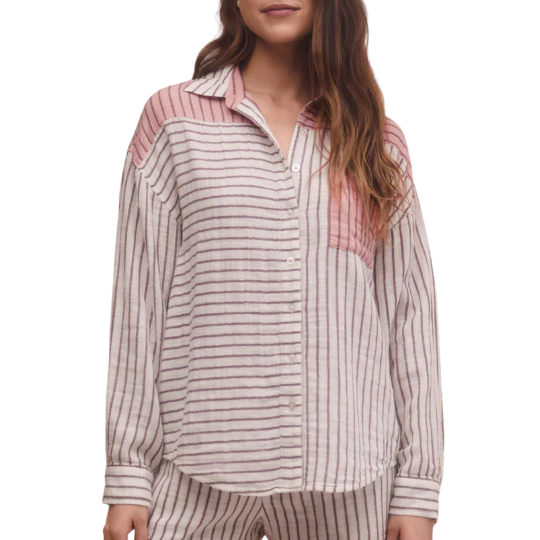 All Mixed Up Stripe Shirt in Bone