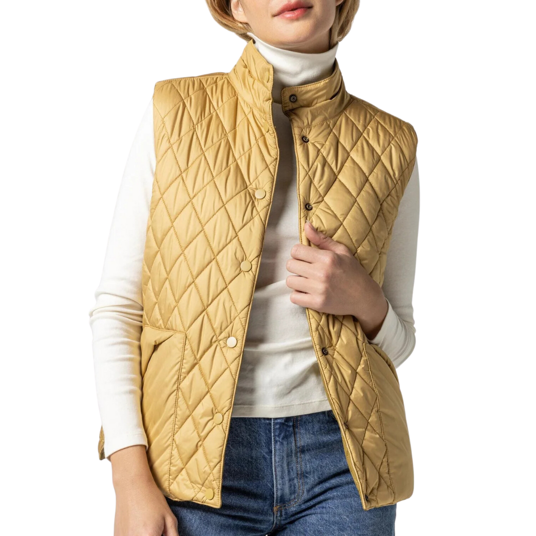 Reversible Snap Front Vest in Antique Gold