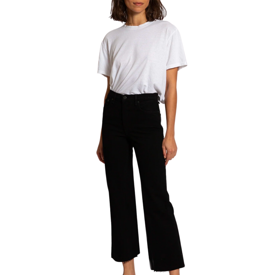 Slim Crop Wide Leg in Black Resin