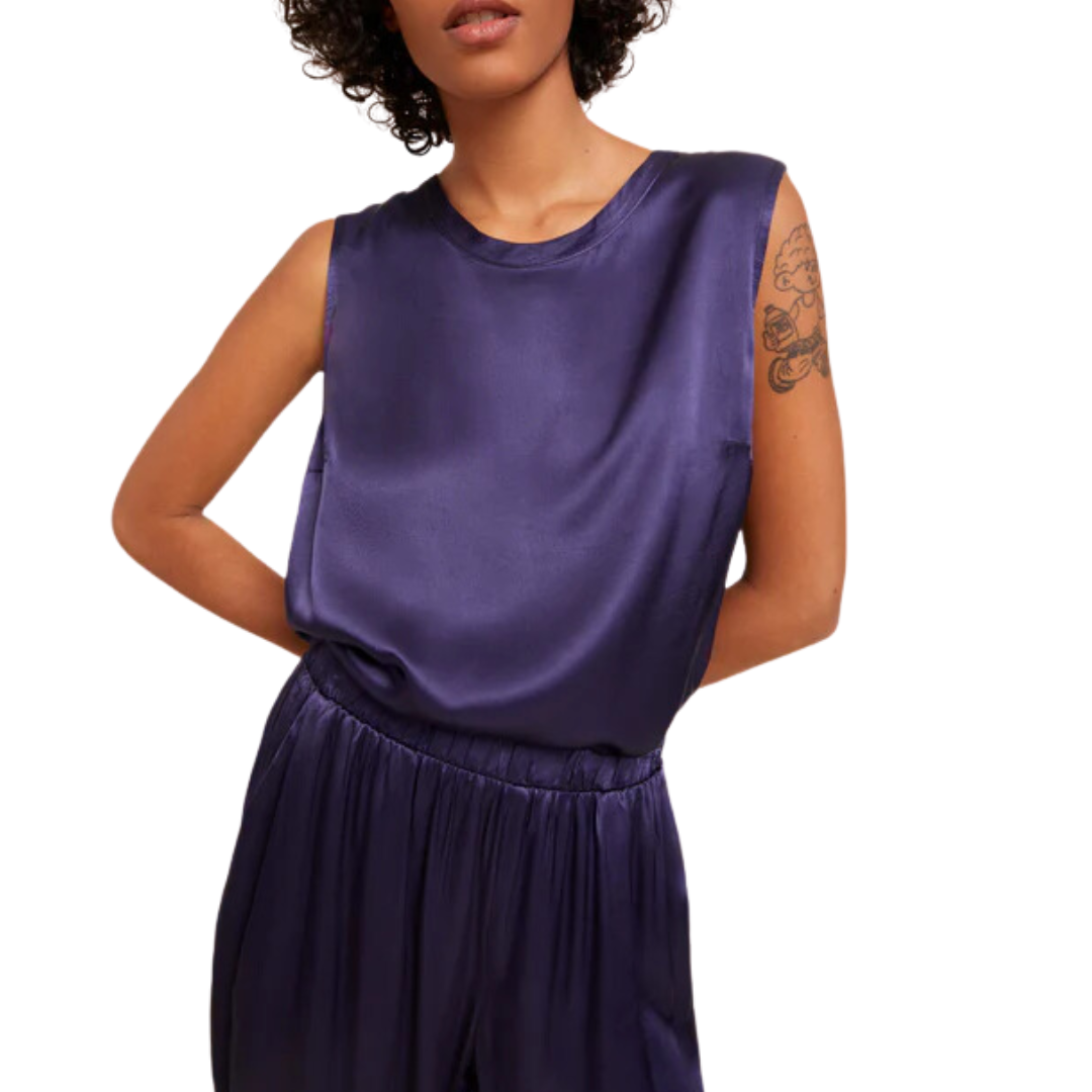 Rachel Tie Back Shell Tank in It's Navy