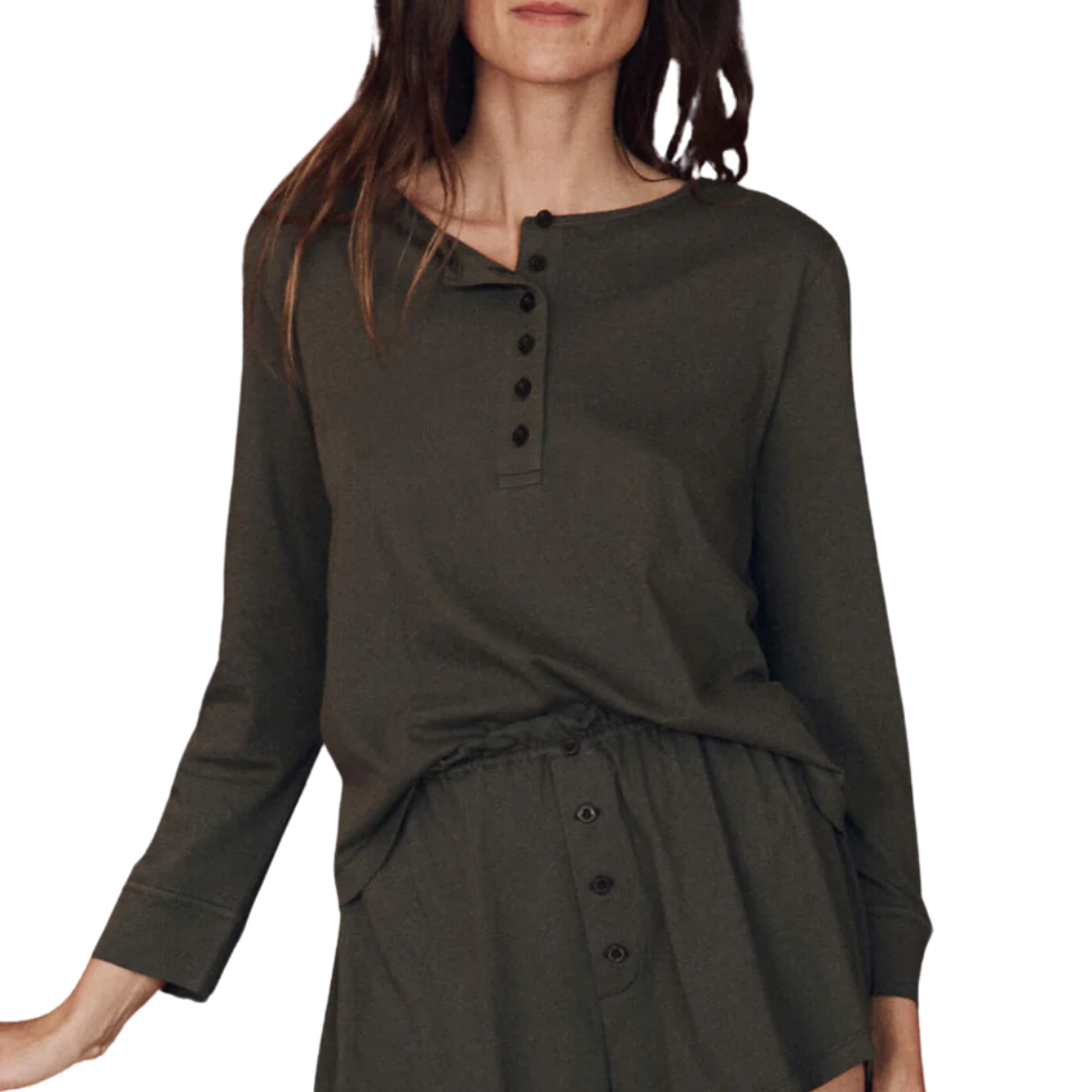 The Sleep Henley in Washed Black