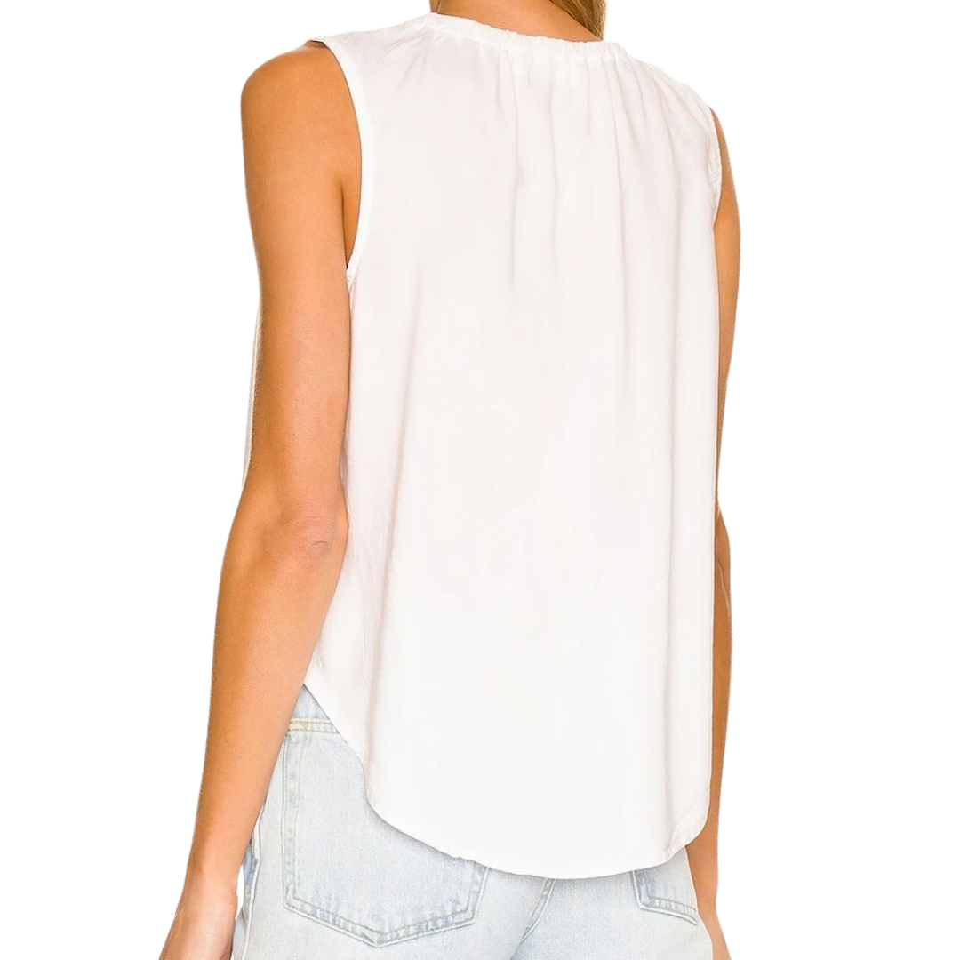 Sleeveless Shirred Halter Top in White