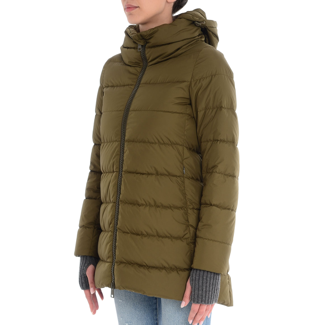 Hooded Down Jacket in Military
