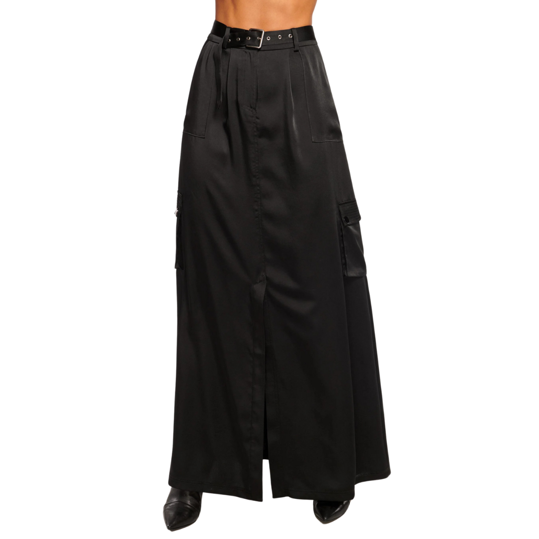 Decker Belted Maxi Skirt in Black