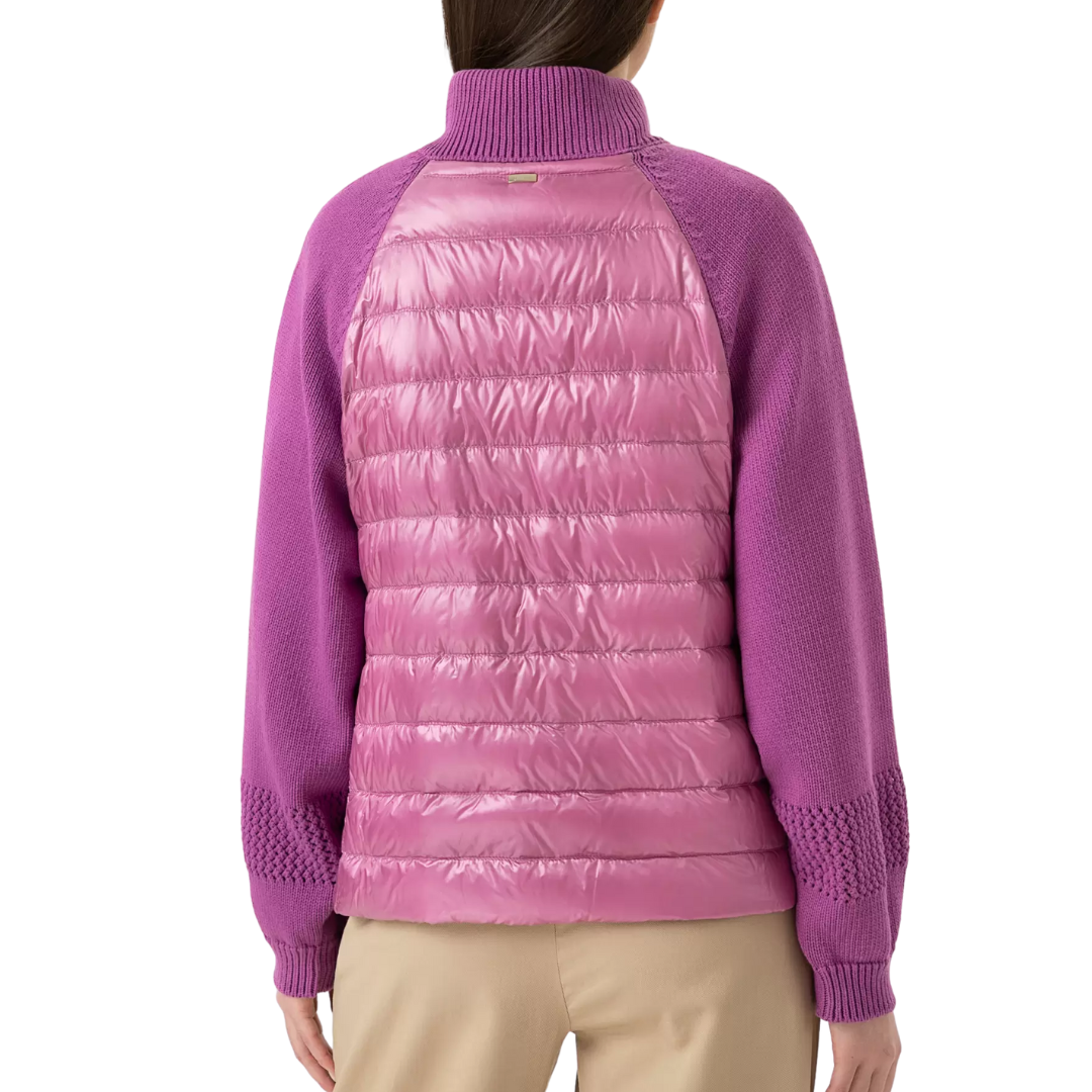 Knit & Nylon Ultralight Bomber in Fuchsia