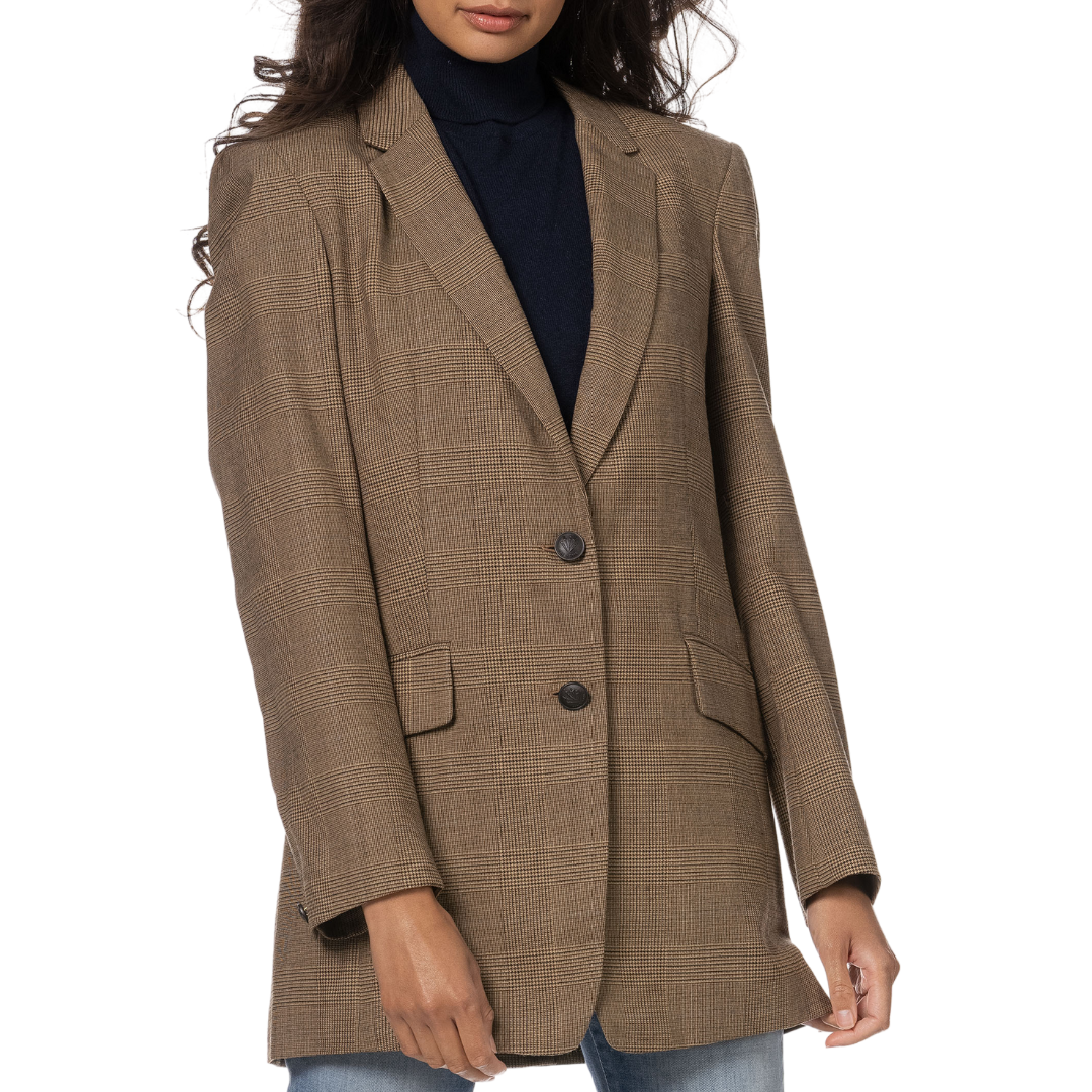 Charles Wool Plaid Blazer in Beige Plaid