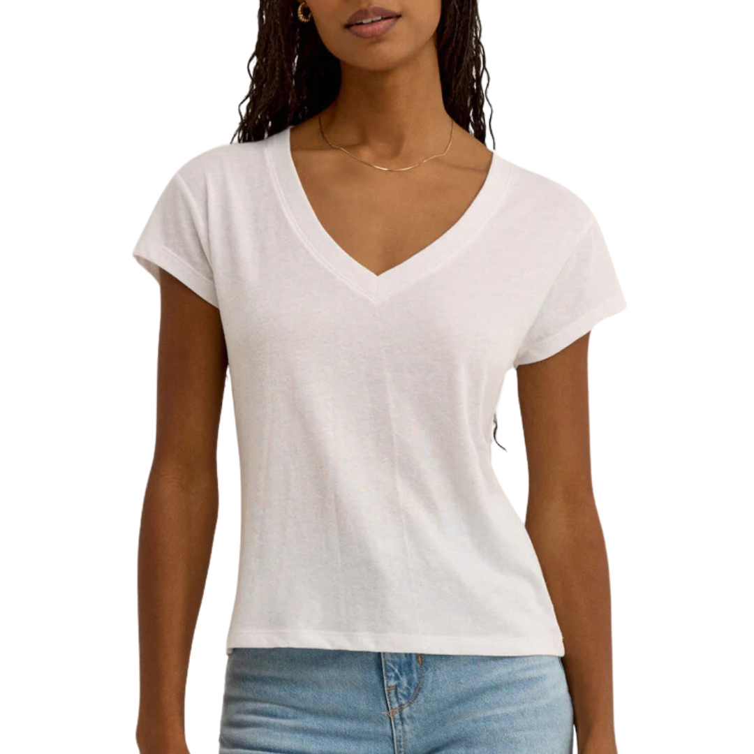 Modern Tri Blend V-Neck Tee in White