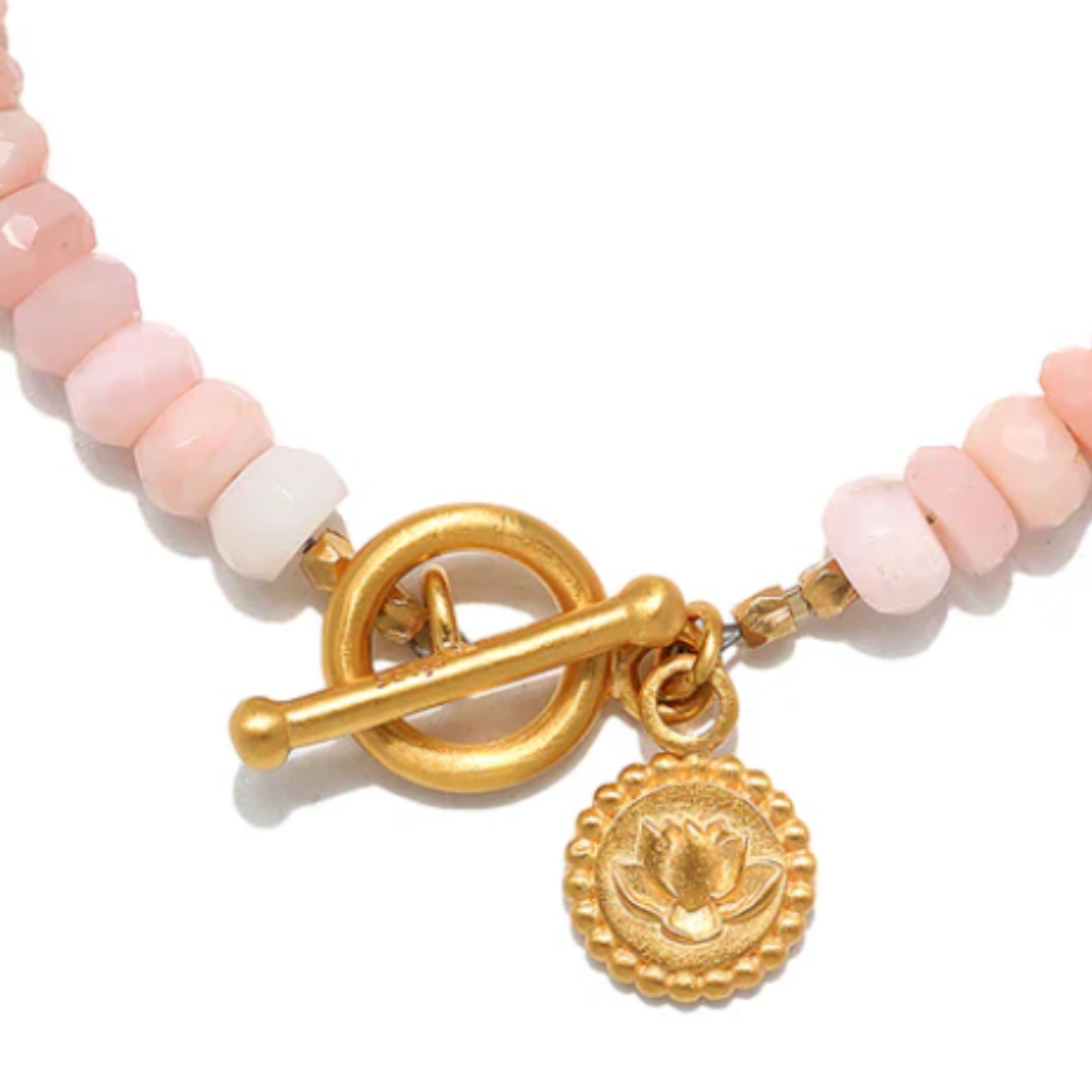 Healing Beginnings Lotus Pink Opal Toggle Bracelet in Gold