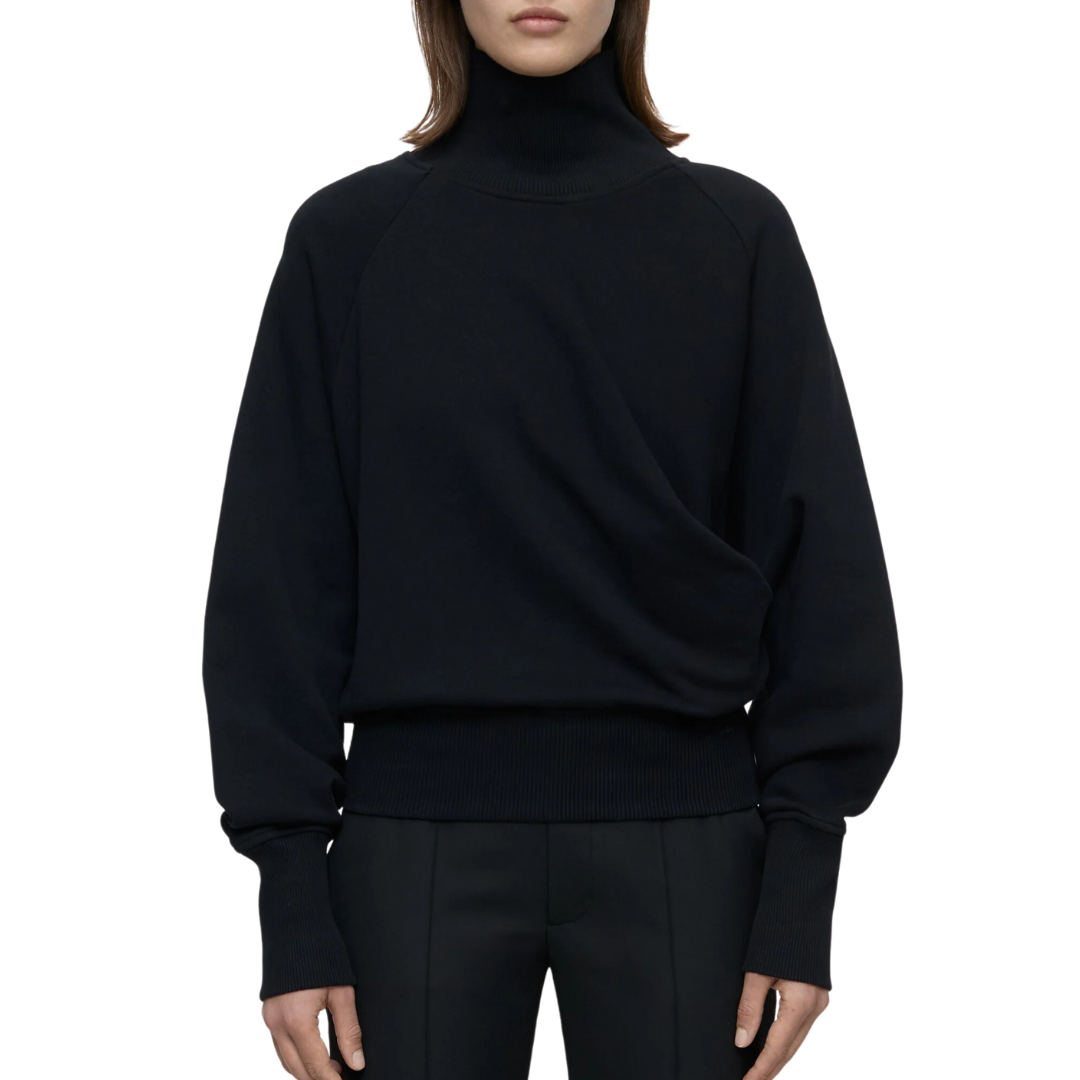 Draped Turtleneck in Black