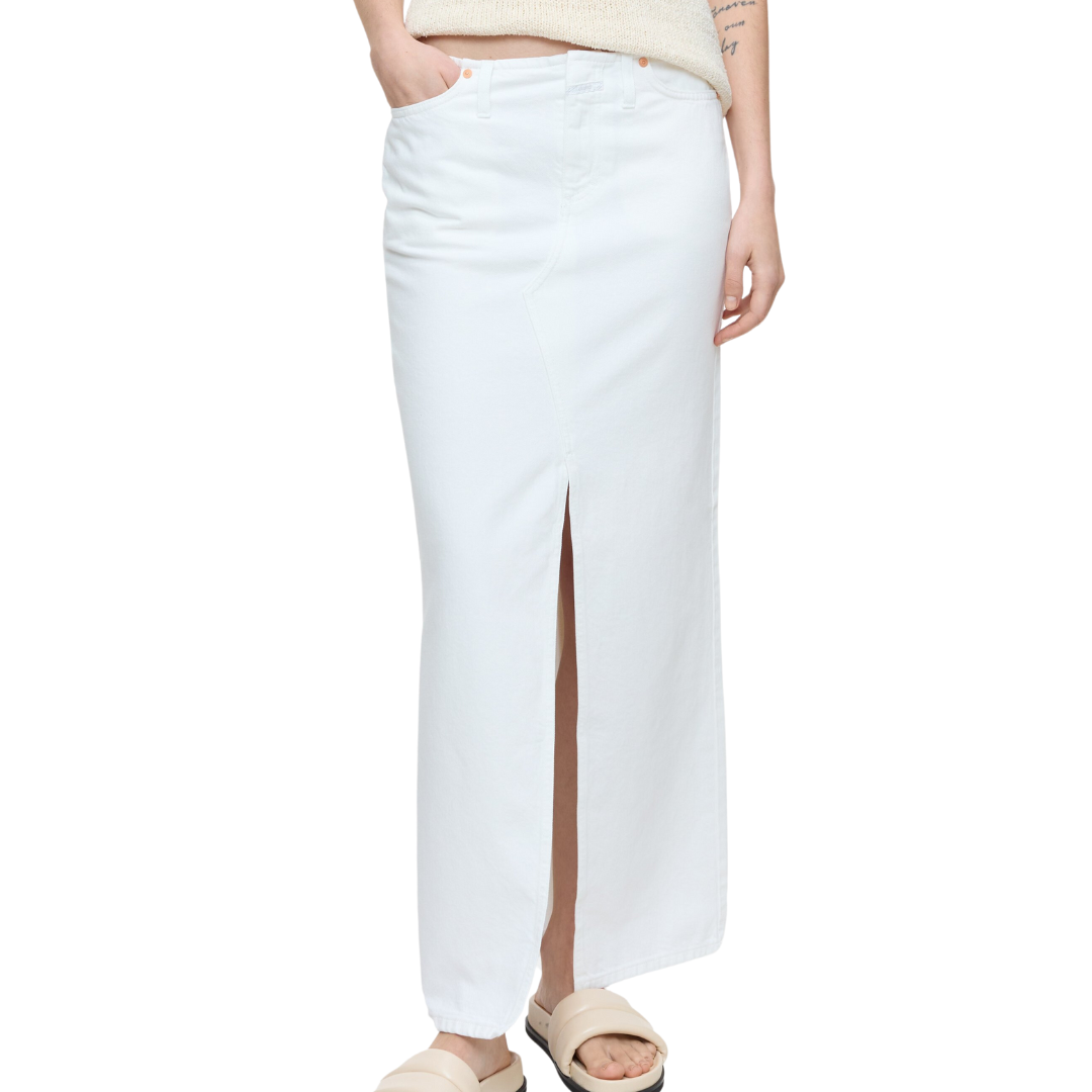 Denim Maxi Skirt in White