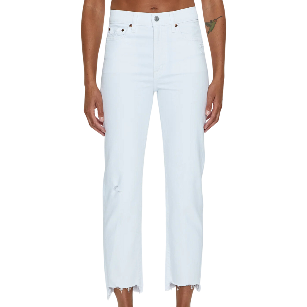 Charlie High Rise Straight in White Vintage