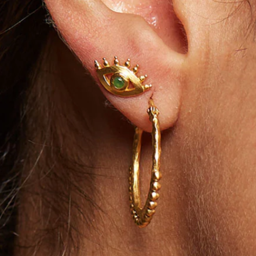 Elevated Consciousness Evil Eye Emerald Earrings