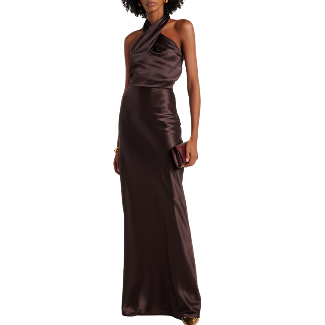 Veronica Beard Alberta Gown in Dark Chocolate