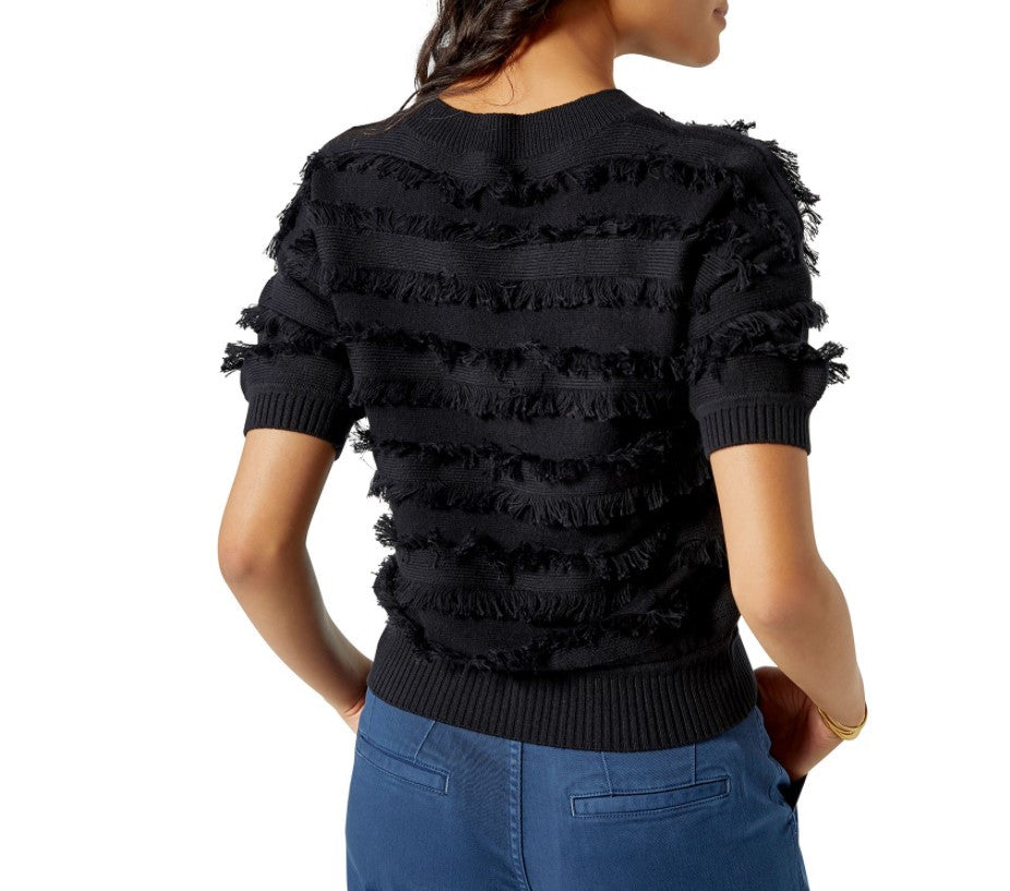 Anni Fringe Top in Caviar Black