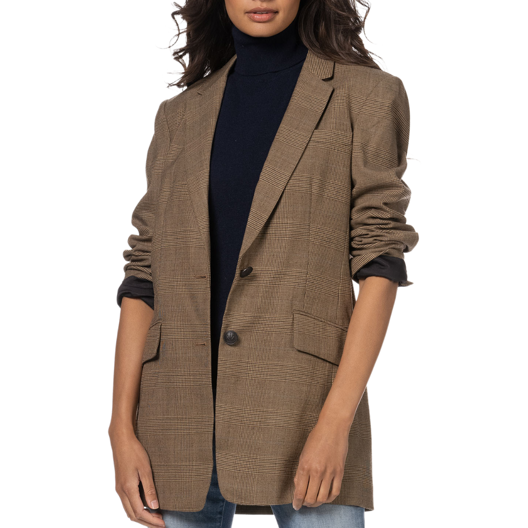 Charles Wool Plaid Blazer in Beige Plaid