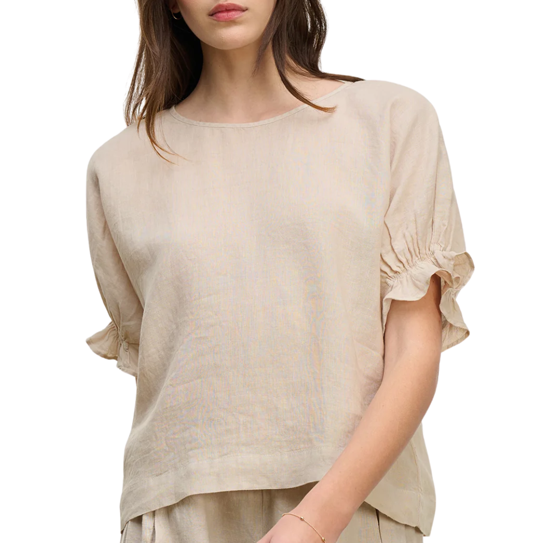 Emily Linen Top in Cobble
