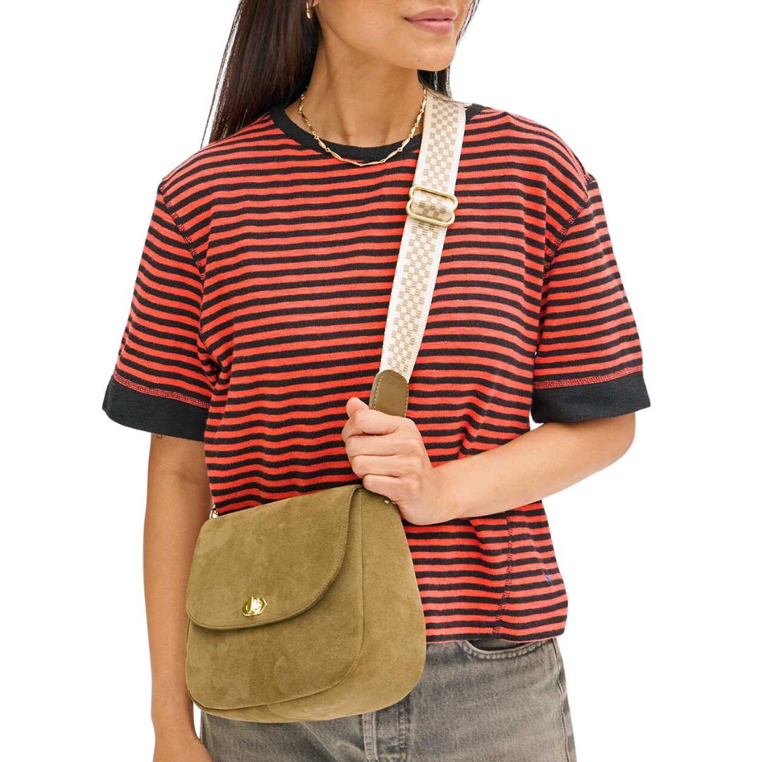 Adjustable Webbing Strap in Cream / Khaki Checker
