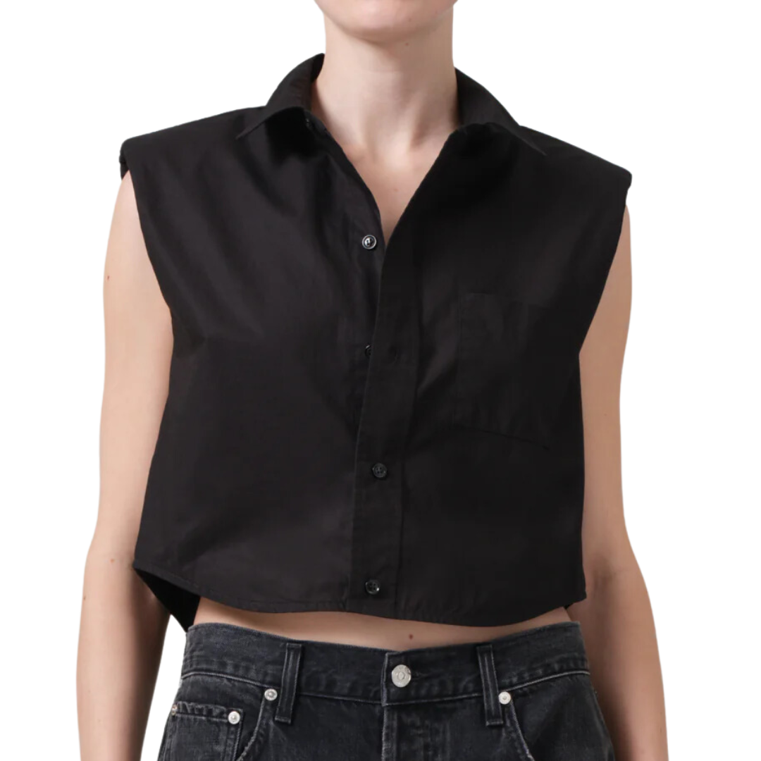 Anders Sleeveless With Shoulder Pads in Black