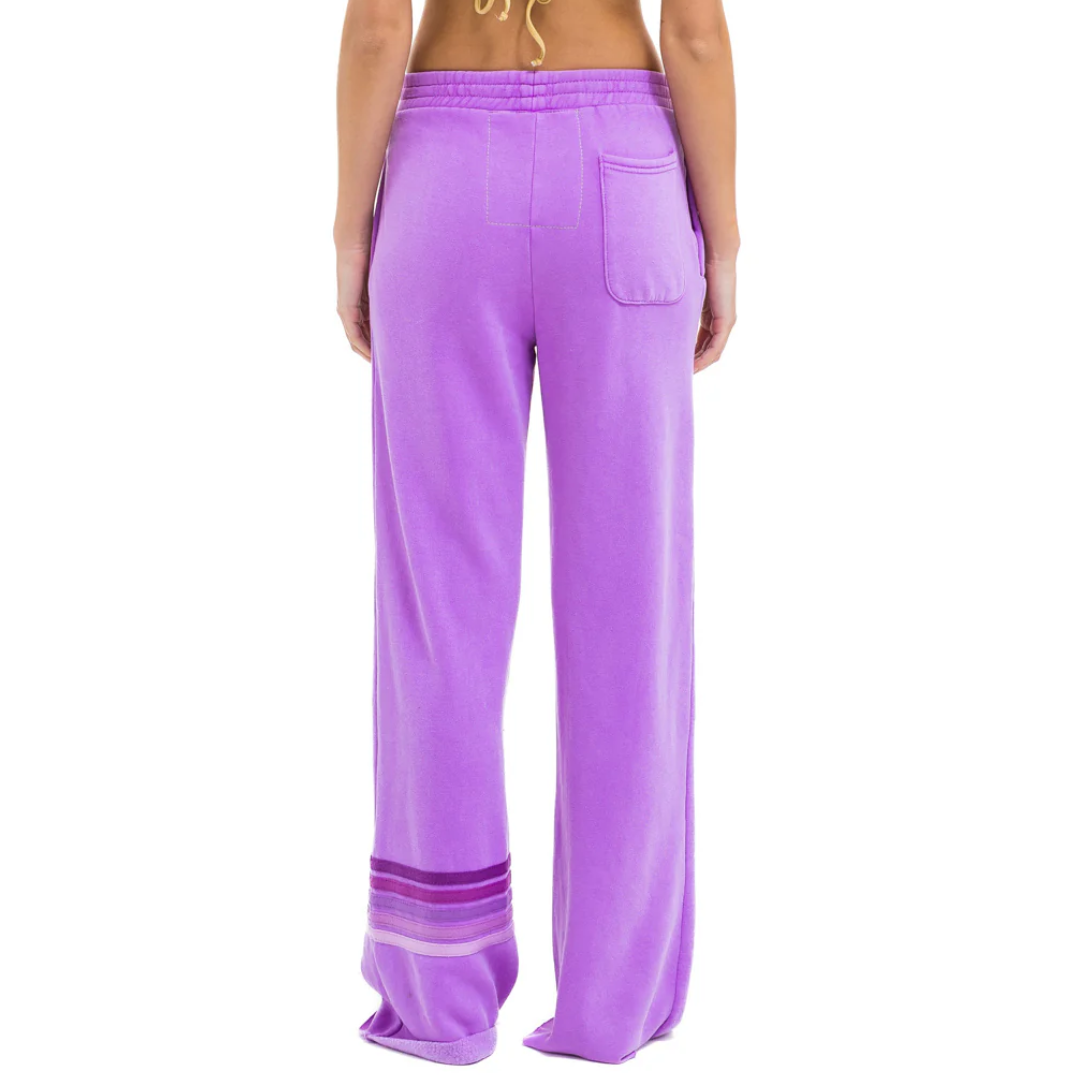 Rugby Wide Leg Sweatpants in Neon Purple/Purple