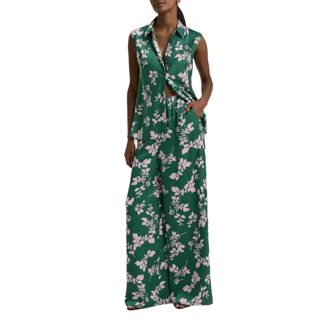 The Agatha Top in Emerald Floral