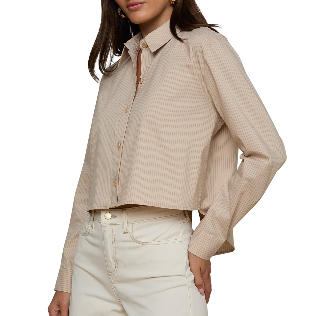 Cosette Shirt in Macadamia/Light Brown Stripe