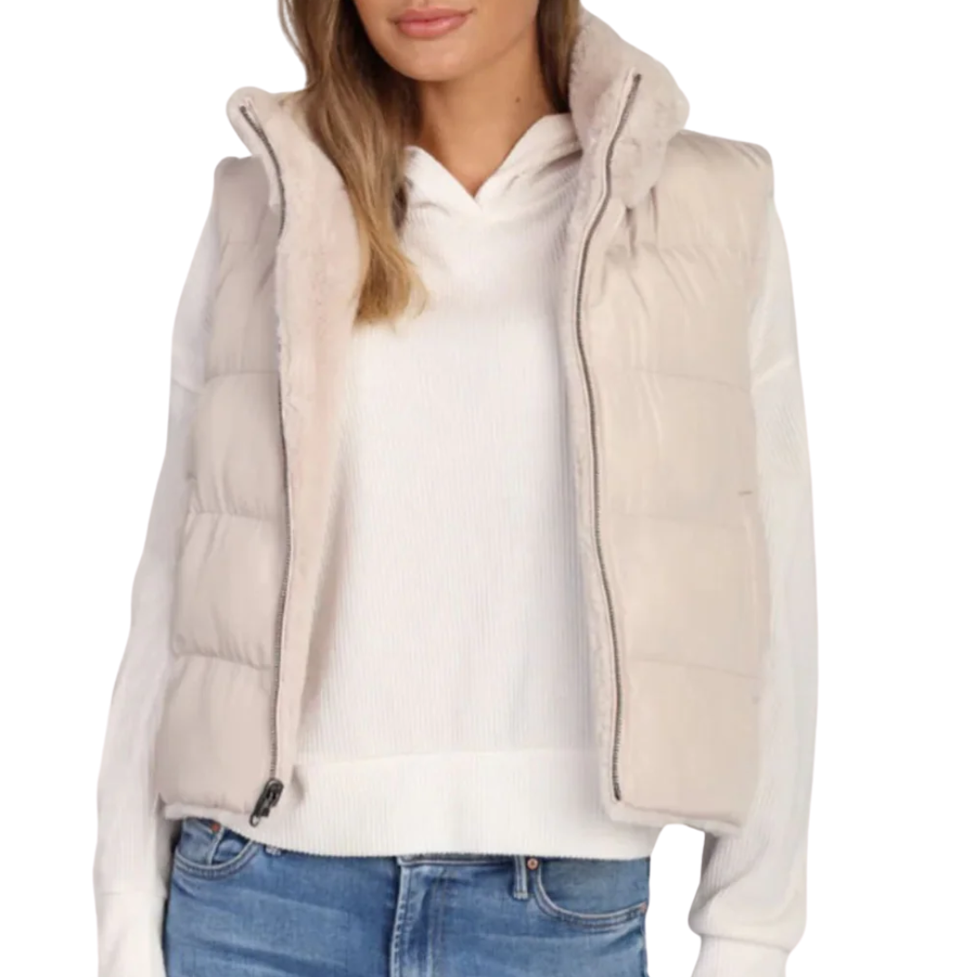 Classic Fur Reversible Vest in Ecru