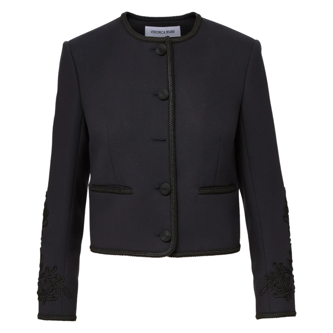 Latrell Embroidered Jacket in Navy