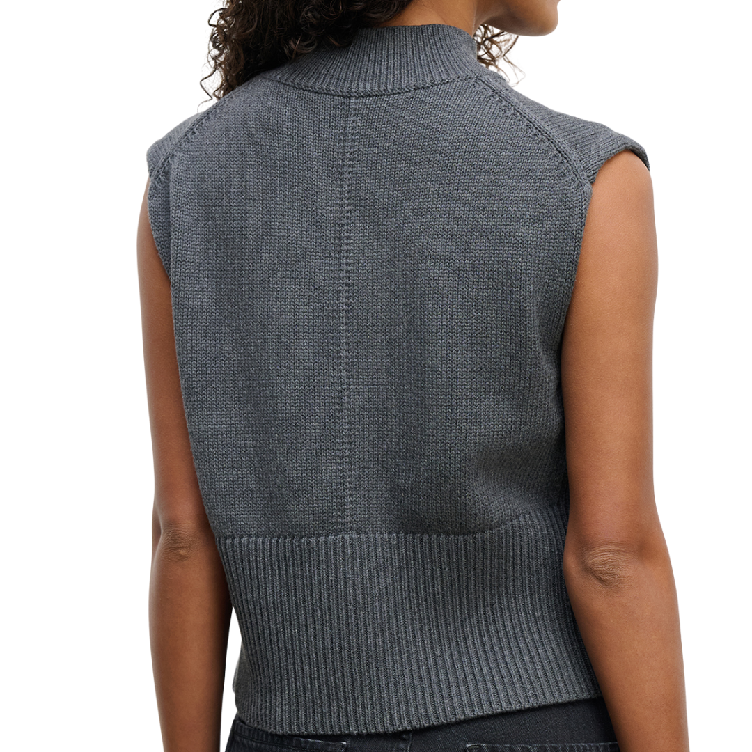 Electra Sleeveless Mock Top in Medium Heather Grey