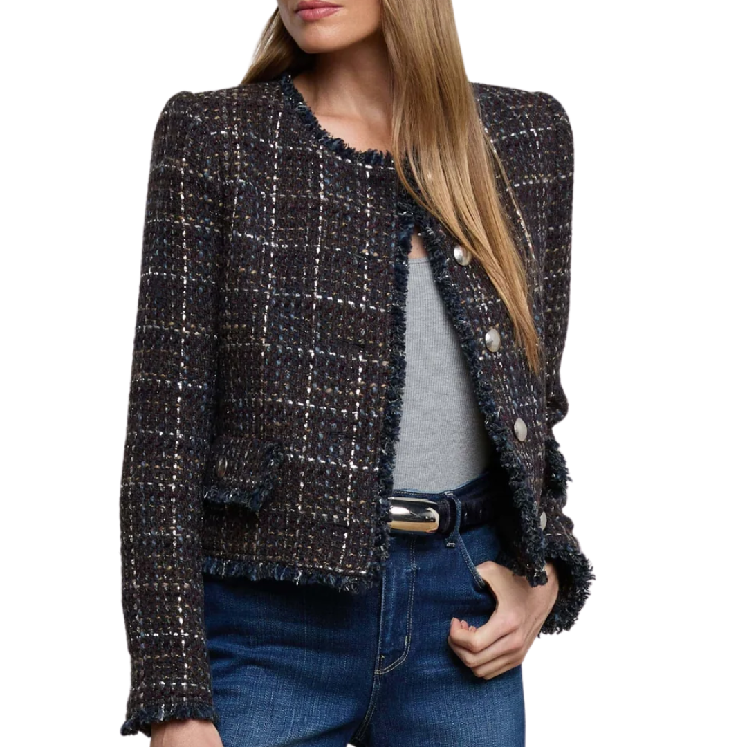 Zaya Tweed Jacket in Midnight Brown Multi Tweed