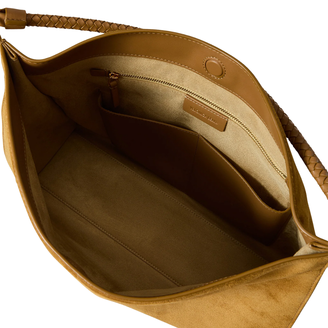 Vida Suede Shoulder Bag in Acorn