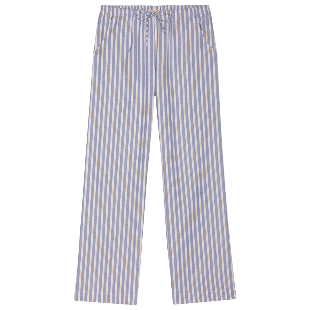 The Oxford Stripe Drawstring Pant in Butter Stripe