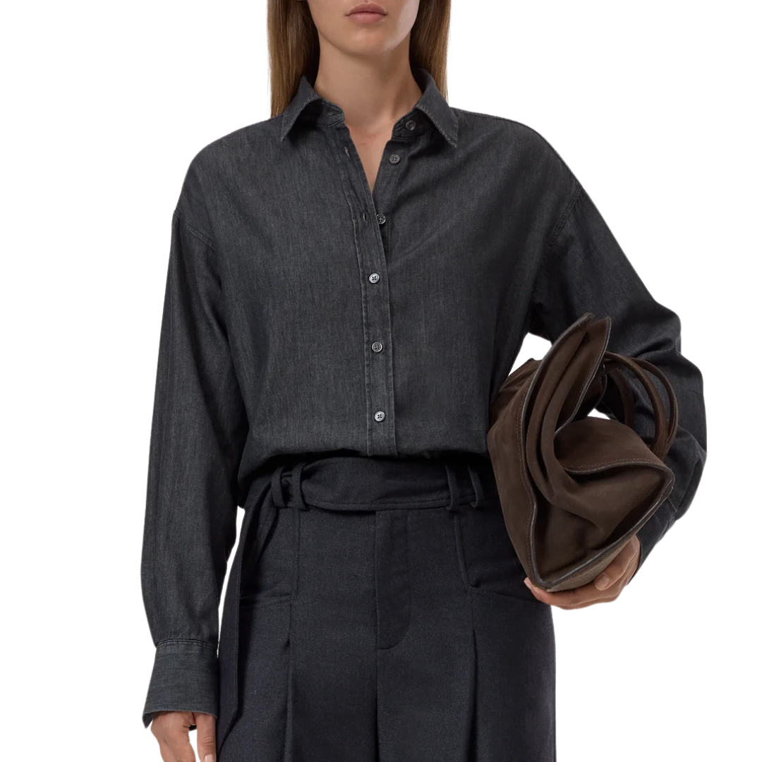 Denim Blouse in Mid Grey