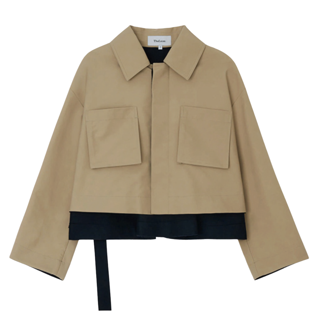 Back Flare Short Coat in Beige