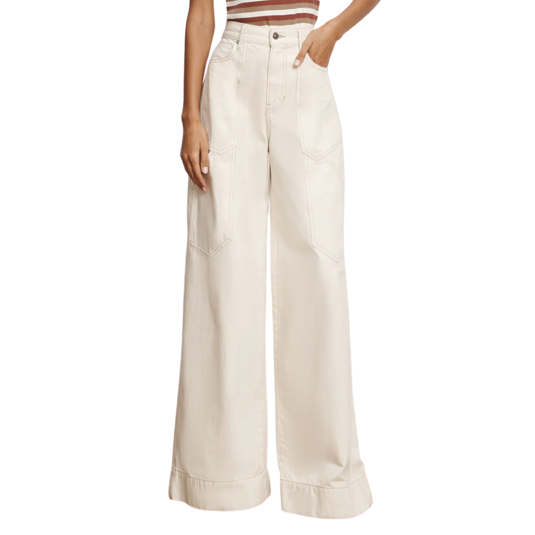 Freddy Wide-Leg Cargo Jean in Ecru