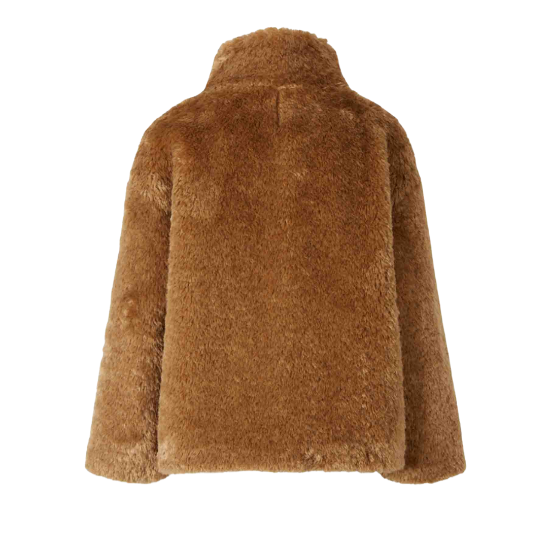 Buckle Detail Shearling Coat in Sand