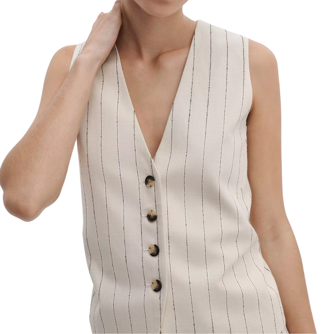 Paulette Striped Vest in White Stripe