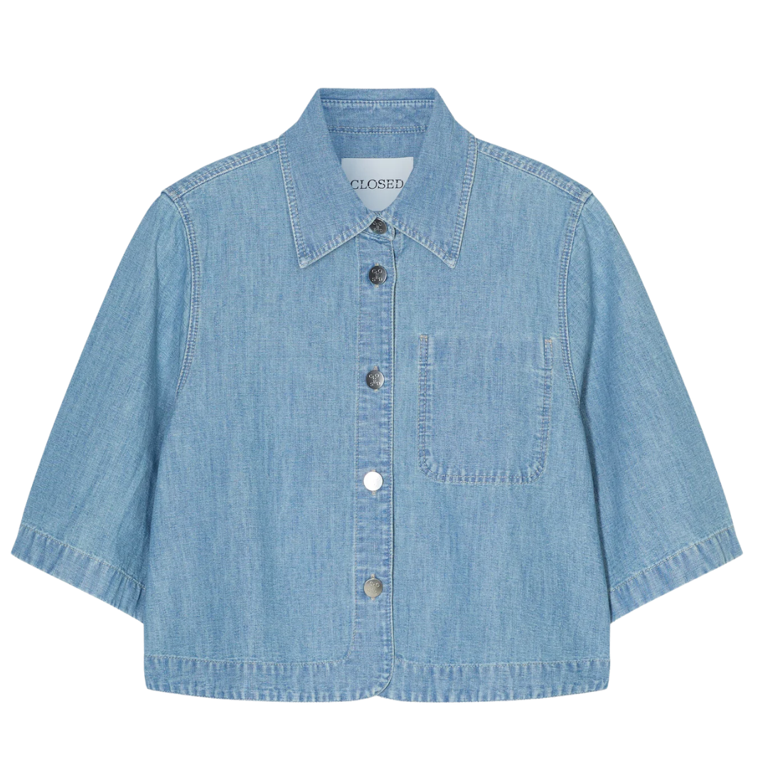 Boxy Denim Shirt in Light Blue