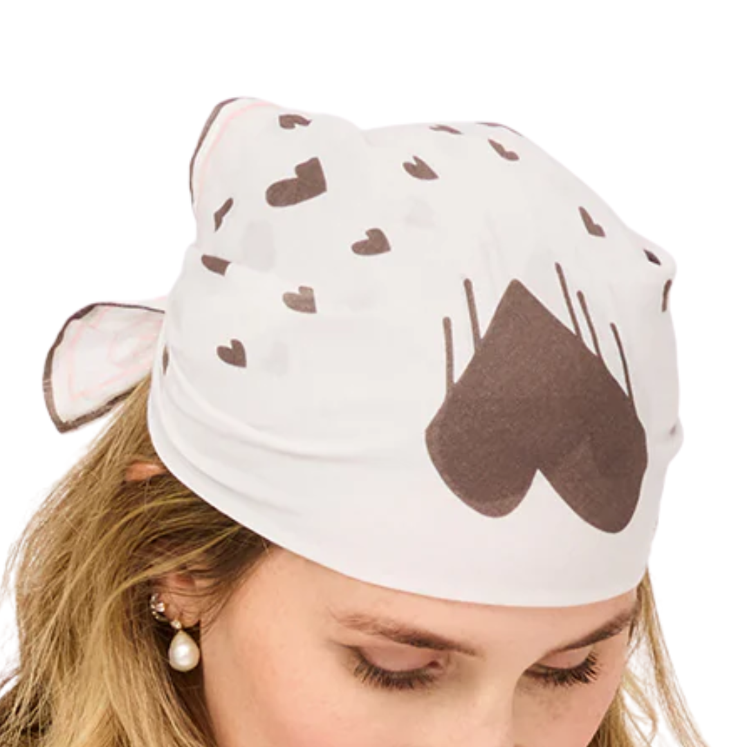 Drippy Heart Bandana in White