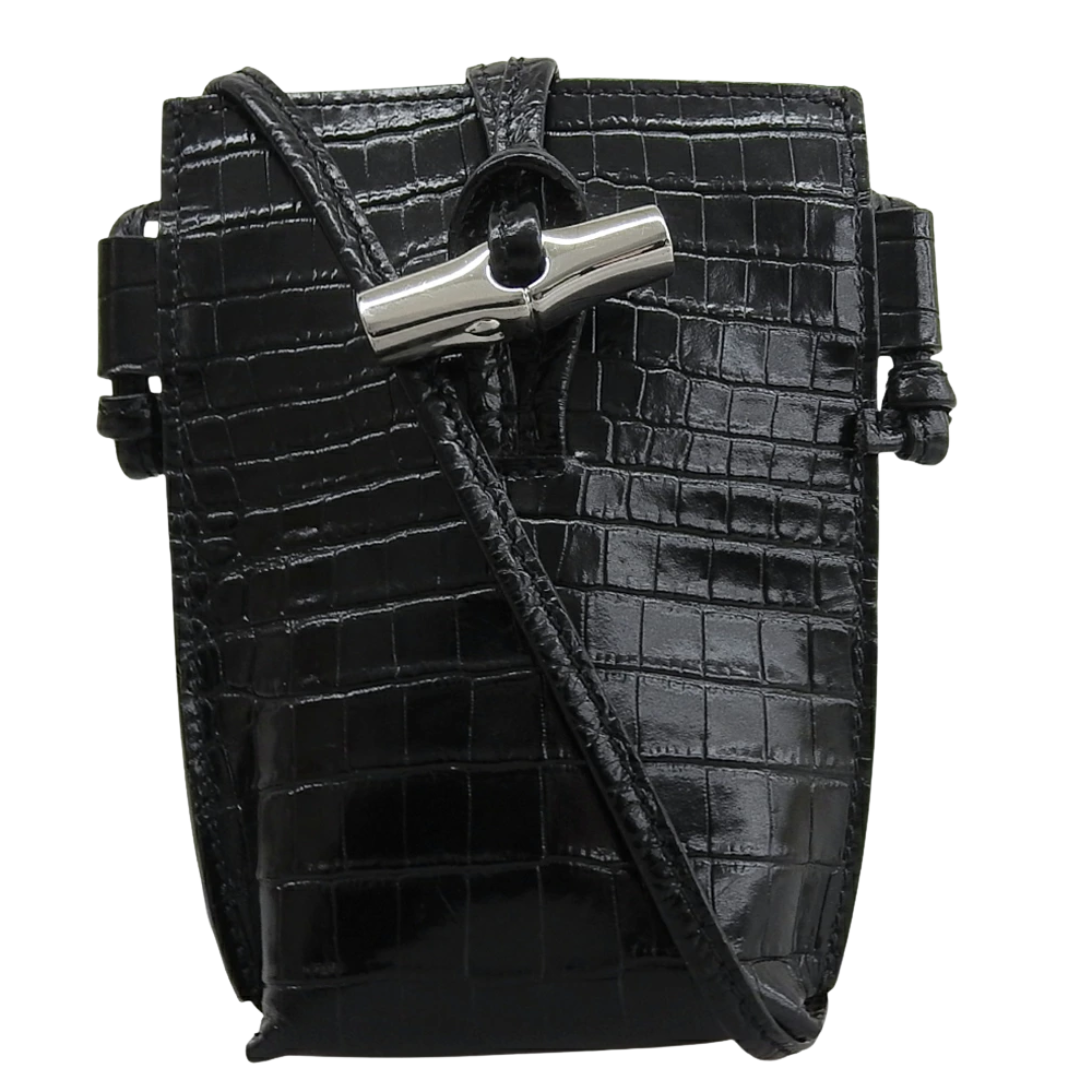 Le Roseau Croc Phone Case in Black