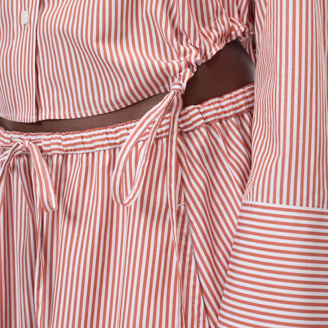 Gathered Shirt in Brick Red