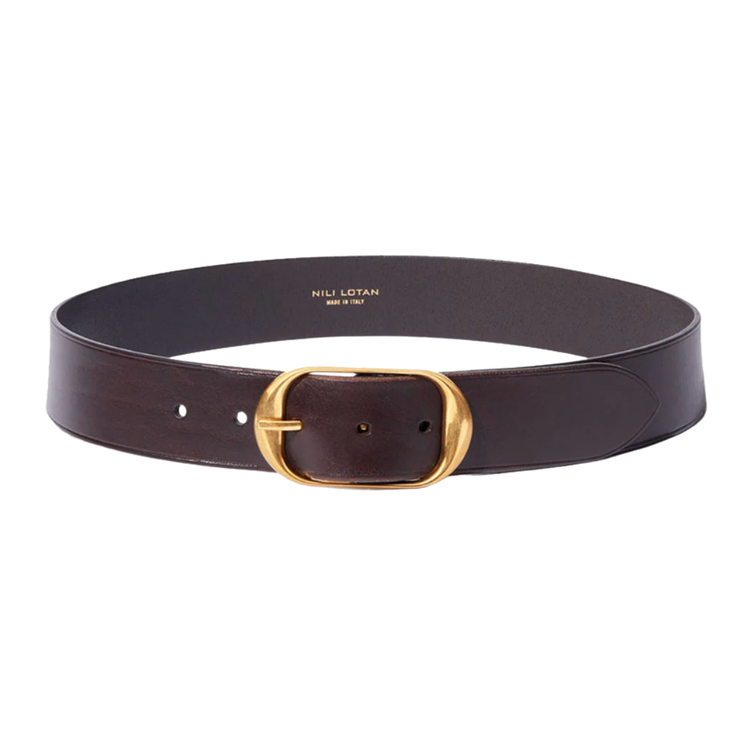 Nili Belt in Dark Brown w/ Antique Brass Buckle