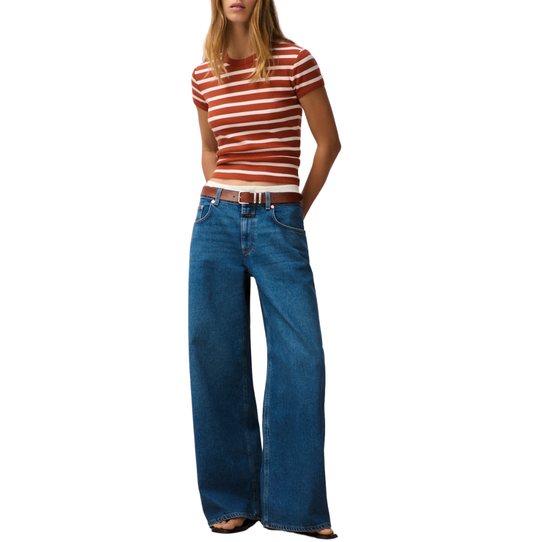 Jayla Wide Jeans in Mid Blue
