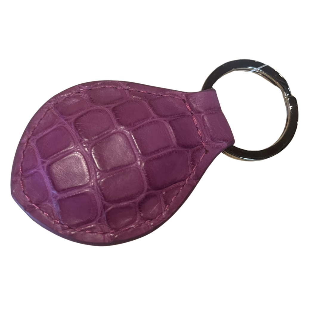 Matte Alligator Tear Drop Key Fob in Magenta