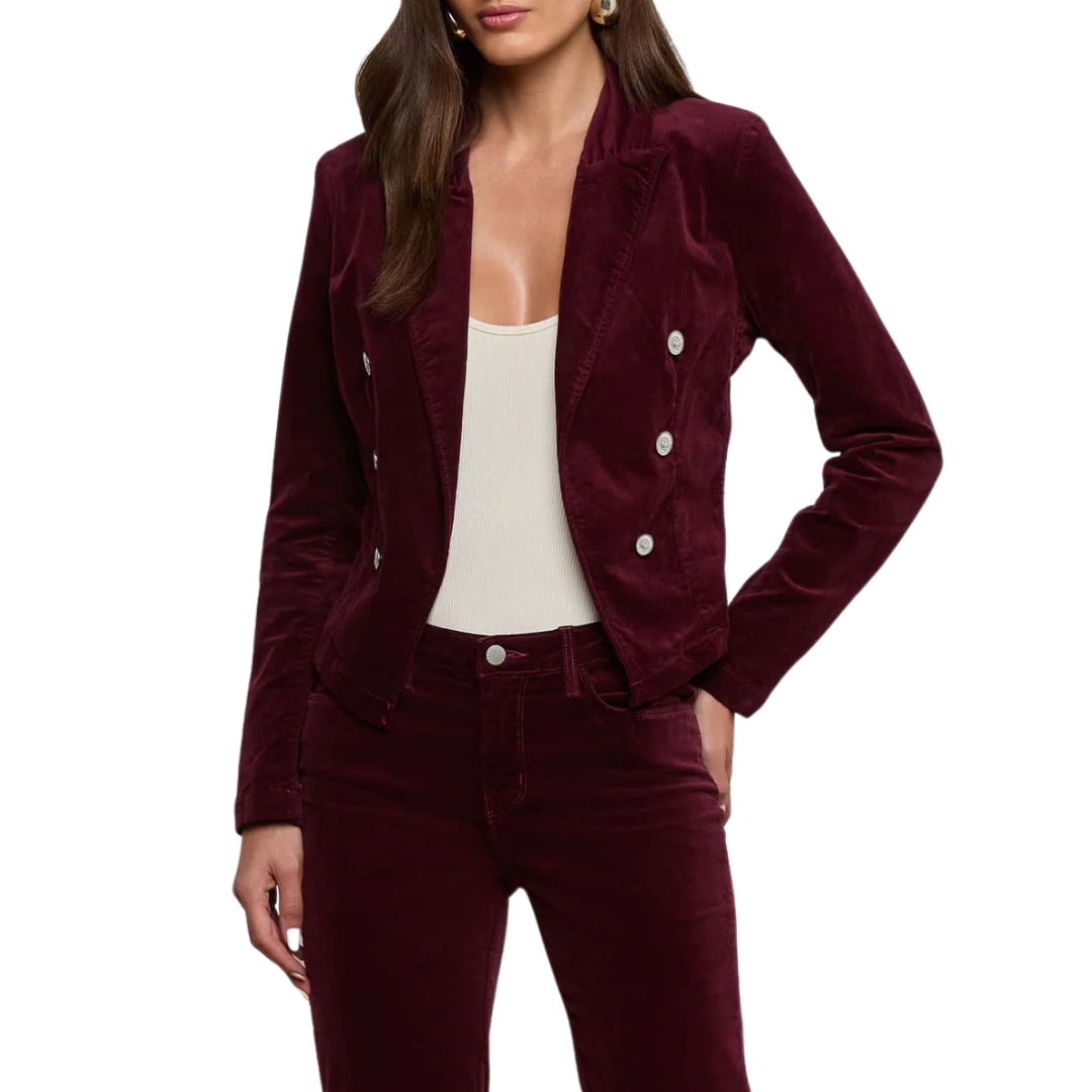 Wayne Velvet Blazer in Dark Port
